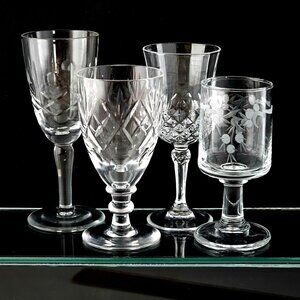 Decorative Cut Glass Liquor Cocktail Cordial Glasses (4) Collection mismatched